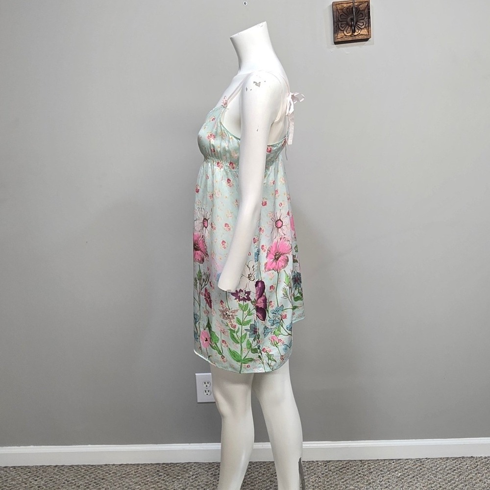 intimissimi Mint Floral Mini Dress with Pink and Purple Accents - Picture 2 of 8